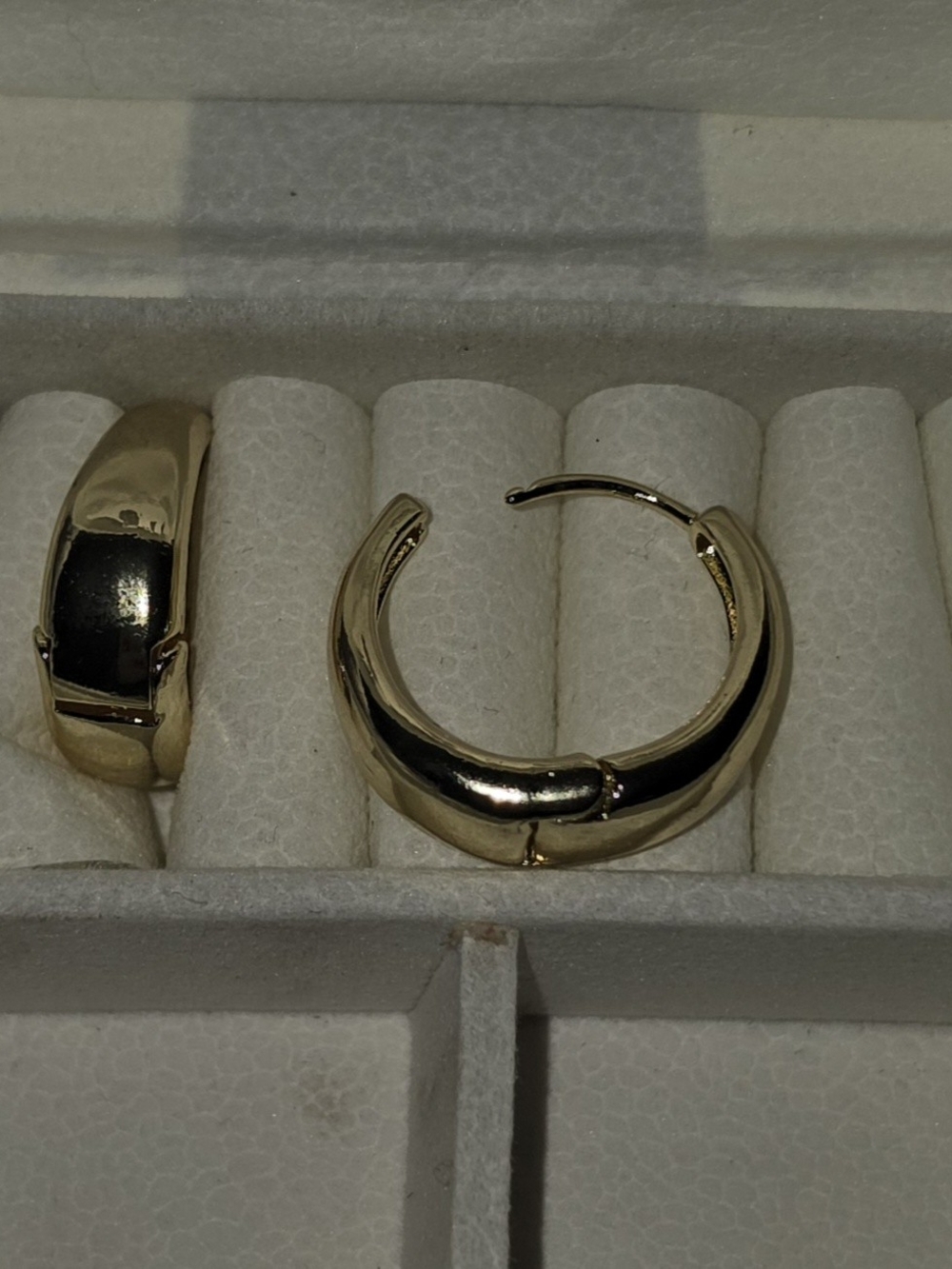 Gold Tone Chunky Huggie Hoop Earrings - Classic Women’s Jewelry